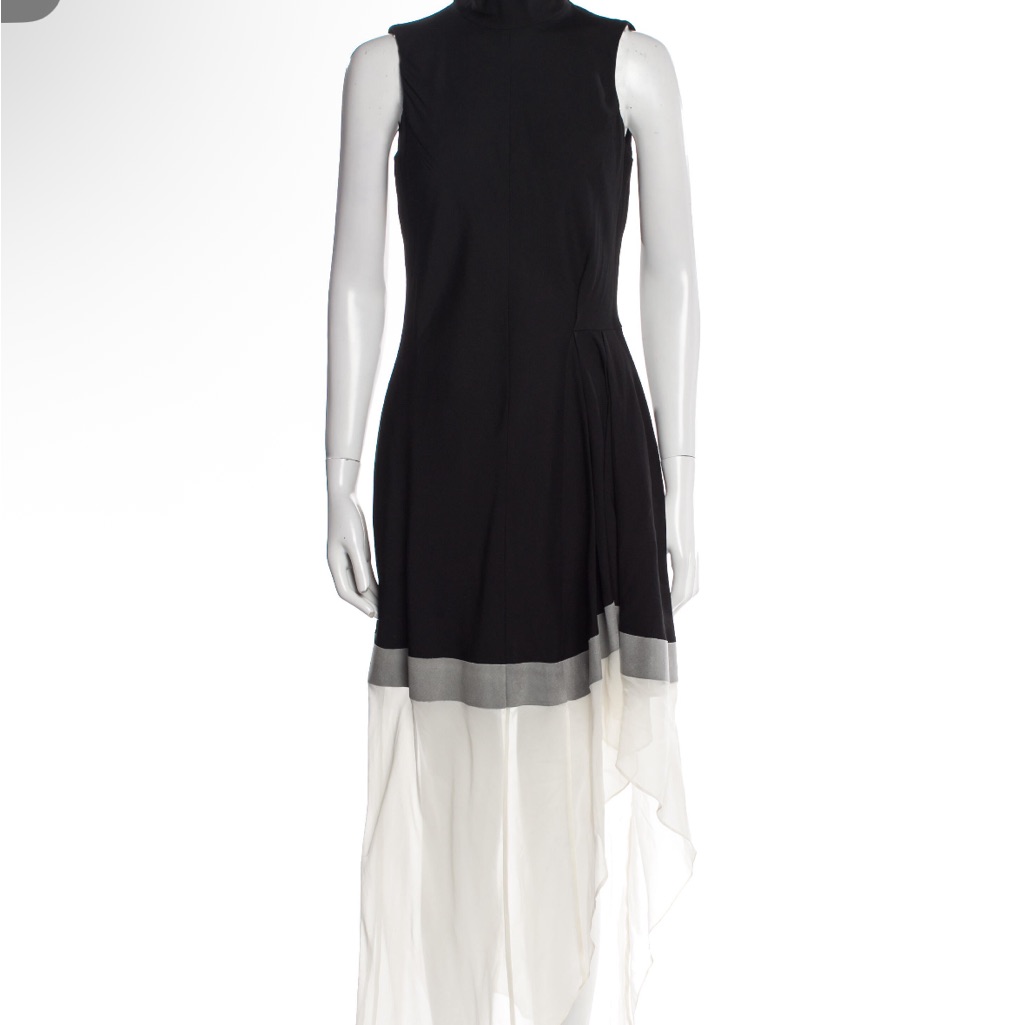 Theory Black And White Halter Sheath Dress